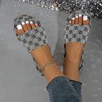 Damen Plattform Rutsch Sandalen mit Stilvollem Grafikdruck Heidi-Mode