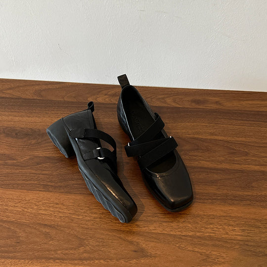 Damen elegante Ballerina-Pantoletten mit modischem Riemchen R&B