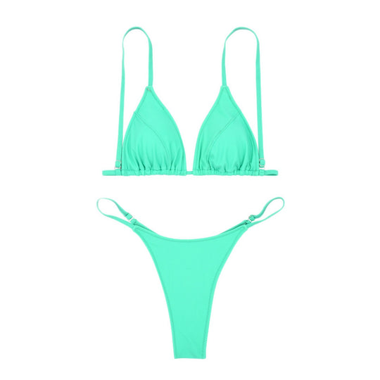 Damen Triangel-Bikini mit ultra-hohem Beinausschnitt und feiner Raffung R&B