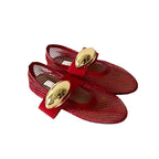 Damen edle Netz-Sandalen mit luxuriösem Goldakzent R&B