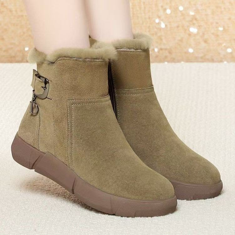 Damen modische Winterboots mit flauschigem Kunstfellkragen und stabiler Sohle R&B