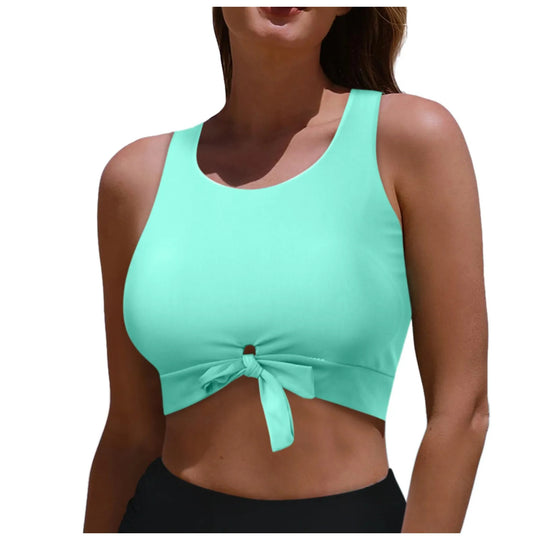 Damen Sportlicher Crop-Top mit Schlaufenbindung R&B
