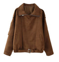Damen modische Wildlederjacke im oversized Schnitt mit edlen Details R&B