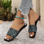Damen modische Badeschuhe mit Raffung und animalischem Muster R&B