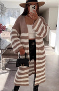 Damen Grobstrickjacke mit gestreiftem Design und lässigem Schnitt R&B