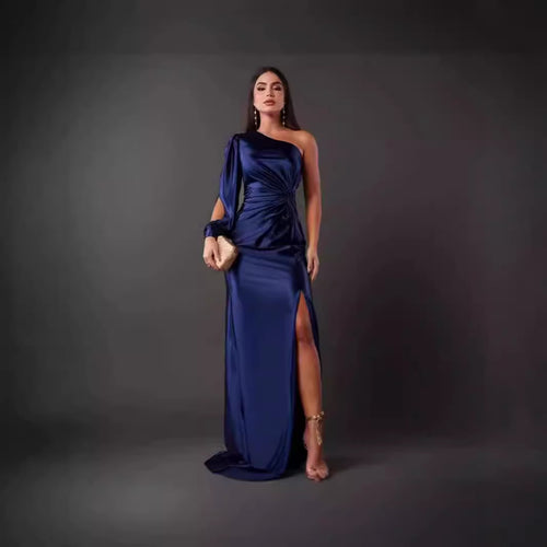 Damen Abendkleid mit asymmetrischem Ausschnitt und eleganter Faltenlegung R&B