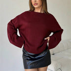 Damen modischer Oversized Pullover mit hochgeschlossenem Kragen