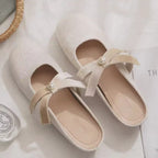 Damen Kuschelige Mules mit dekorativer Schleife und rutschfester Sohle R&B
