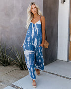 Damen Elegantes Jumpsuit mit Spaghettiträgern und weitem Bein R&B