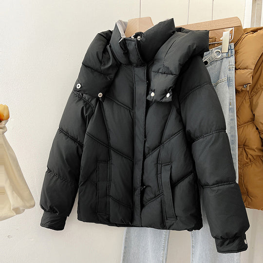 Damen modische pufferjacke mit hohem Kragen und praktischen Taschen R&B