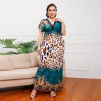 Damen Maxikleid mit elegantem Tierdruck und fließendem Schnitt R&B