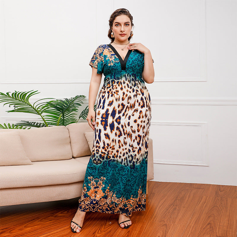 Damen Maxikleid mit elegantem Tierdruck und fließendem Schnitt R&B