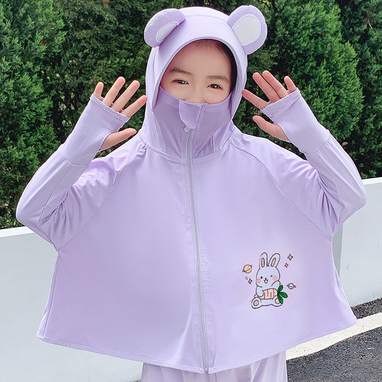 Unisex nan Kapuzenponcho für Kinder mit UV-Schutz, Ohrenkapuze und niedlichem Panda-Motiv  R&B