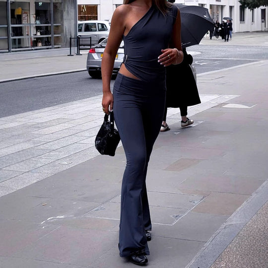 Damen Eleganter Jumpsuit mit asymmetrischem Design und dekorativer Taillierung R&B