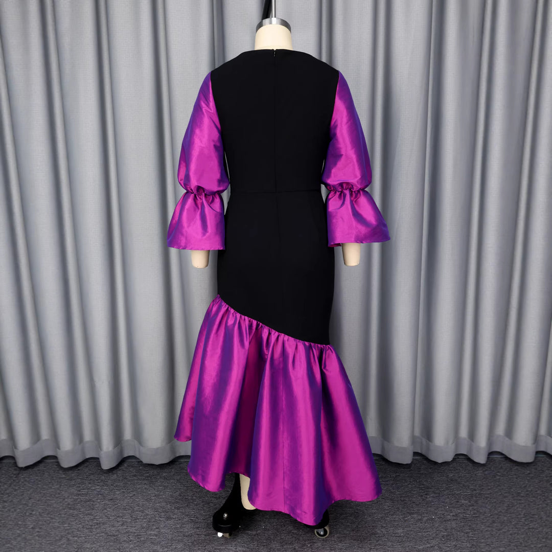 Damen Abendkleid mit voluminösen Ärmeln und elegantem Saum R&B