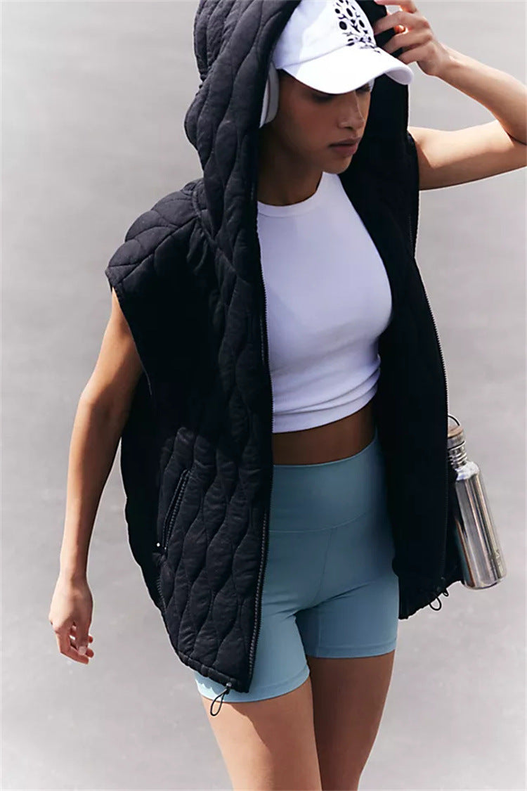 Damen Weste mit Kapuze und leicht gepolstertem Design R&B