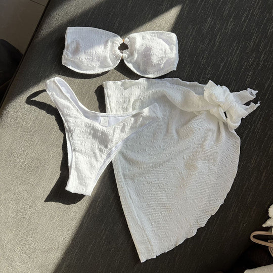 Damen Bandeau-Bikini mit gerafftem Design und seitlichem Knotendetail R&B
