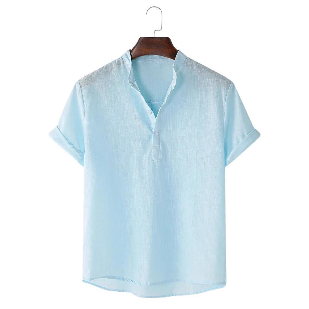 Herren Kurzarmhemd mit innovativem Henley-Ausschnitt und fließendem Material