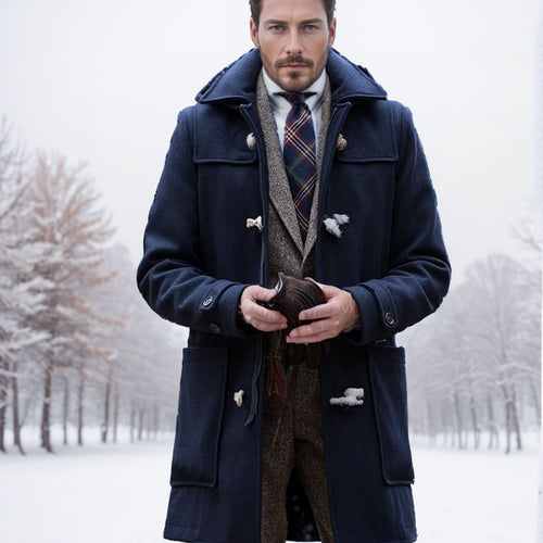Herren Stilvoller Dufflecoat mit Knopfdetails R&B
