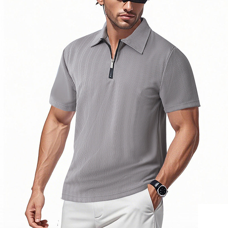 Herren Poloshirt mit modernem Reißverschluss und atmungsaktiver Struktur R&B