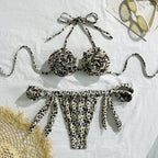 Damen Bikini-Set mit floralem Design und seitlichen BindR&Bändern R&B