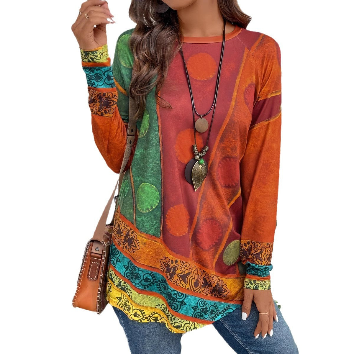 Damen Kunstvoll gestaltetes Langarmshirt R&B