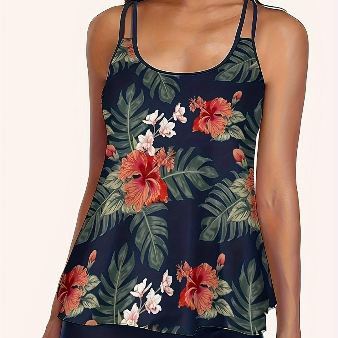 Damen Tankini mit floralem Design und lockerem Schnitt R&B