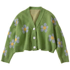 Damen Kürzer Strickcardigan mit floralen Motiven und Knopfdetails R&B