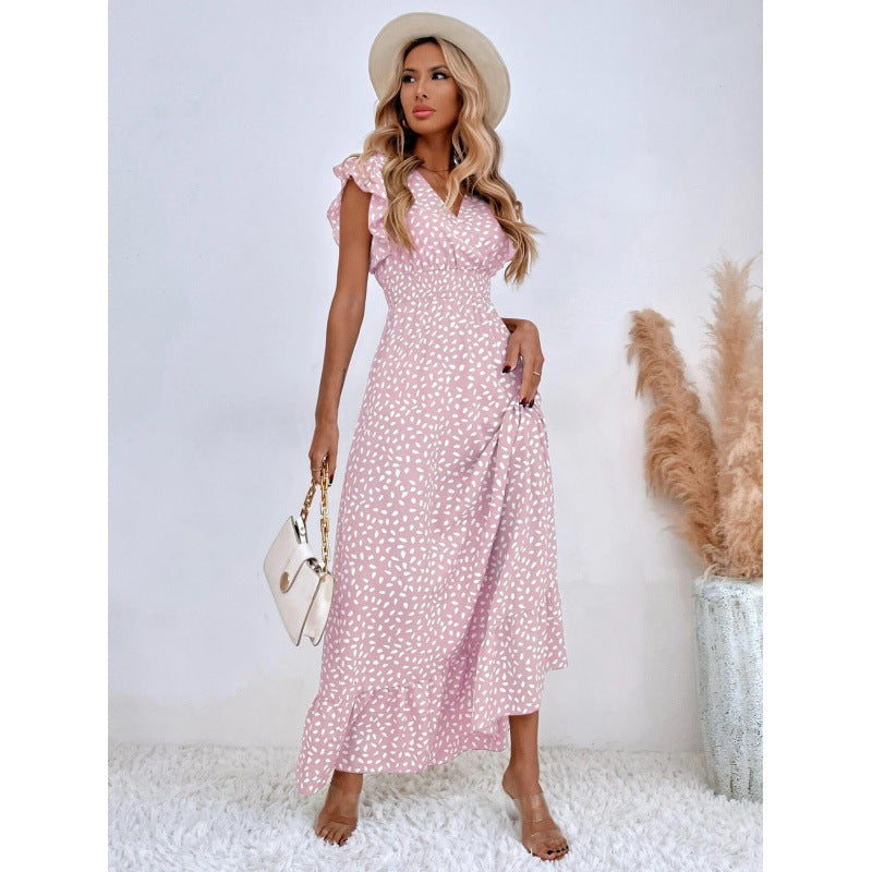 Damen Maxikleid mit Rüschendetails und verspieltem Muster R&B