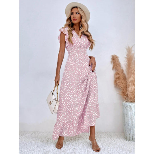 Damen Maxikleid mit Rüschendetails und verspieltem Muster R&B