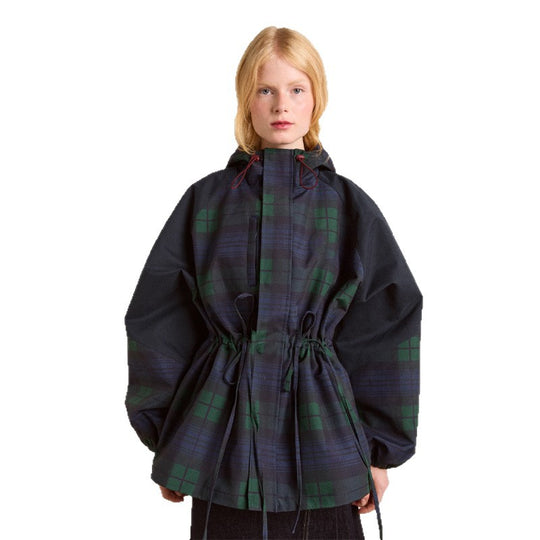 Damen Oversized Jacke im lässigen Karo-Design mit praktischen Taschen und Taillenzug R&B