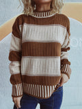 Damen lässiger Strickpullover mit modernem Streifenmuster und warmem Material R&B