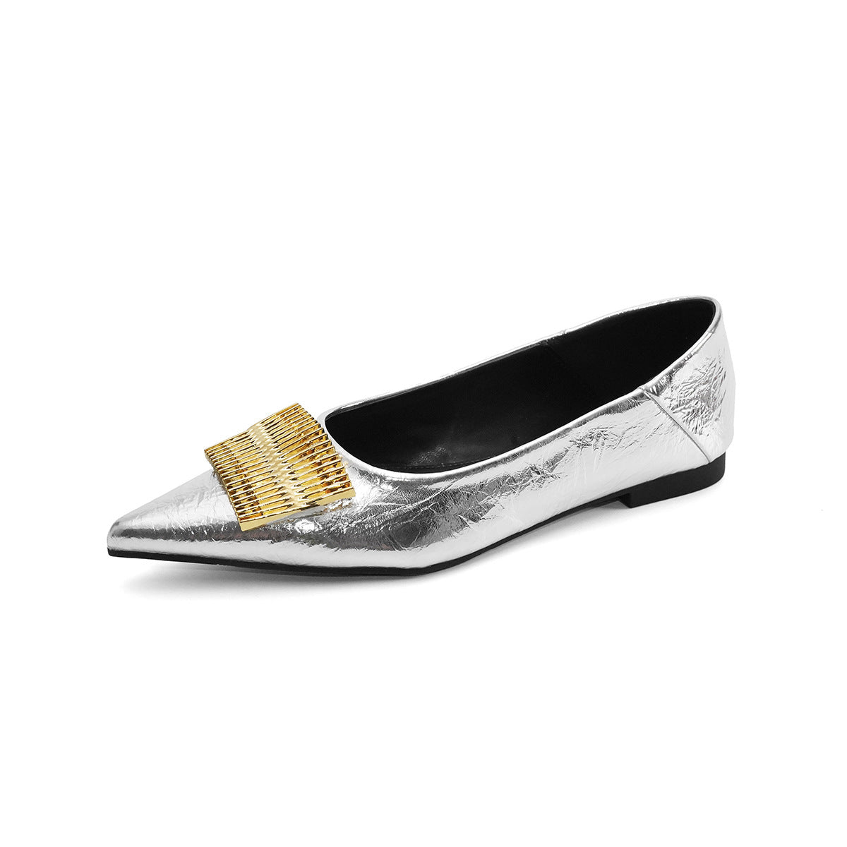 Damen elegante spitze Ballerinas mit dekorativem Metallakzent