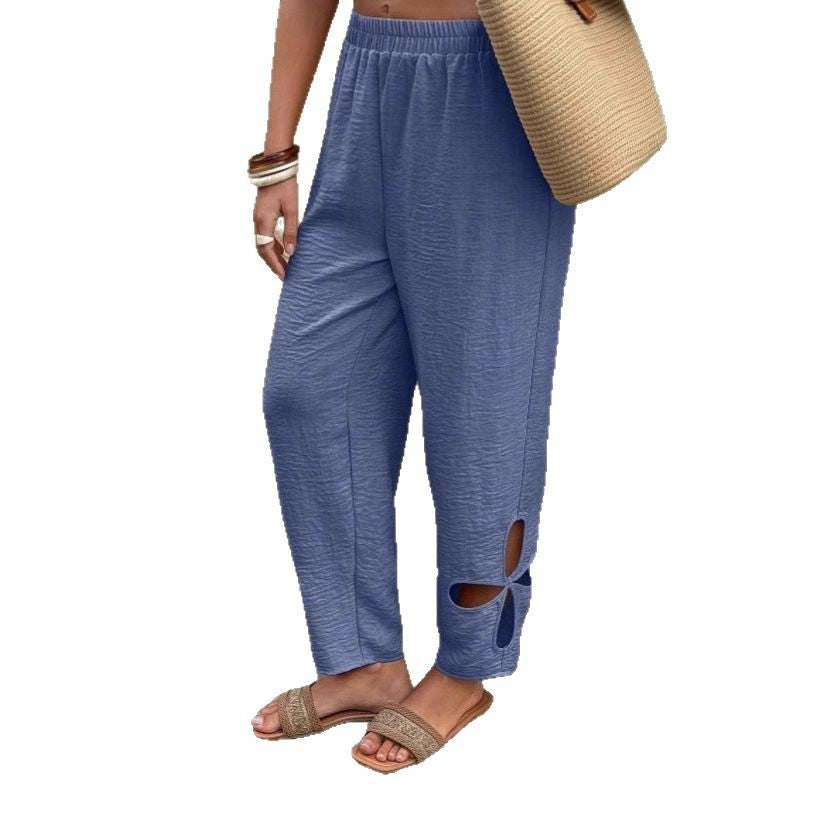 Damen Freizeithose mit dekorativen Cut-Outs und elastischem Bund R&B
