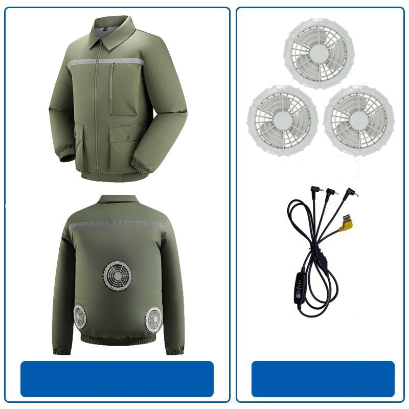 Herren nan belüftete Arbeitsjacke mit integrierten Lüftern, USB-Stromanschluss und reflektierenden Einsätzen R&B