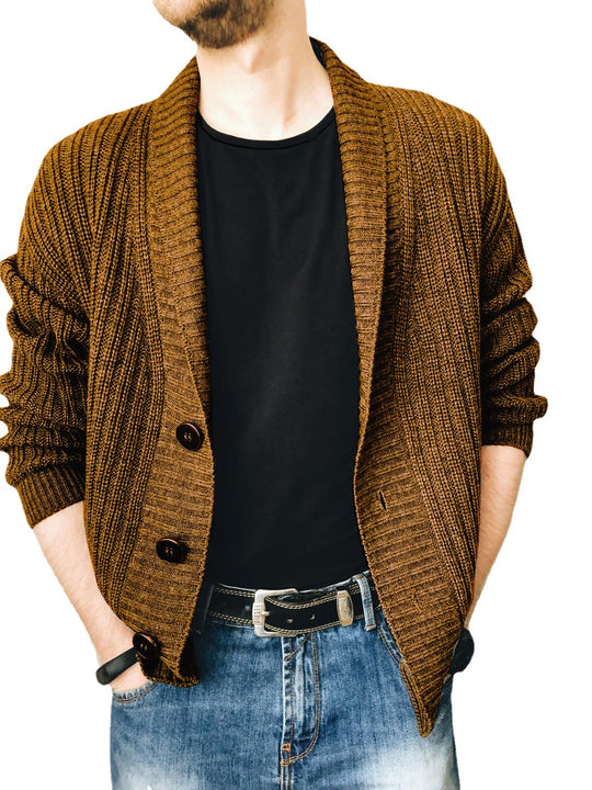 Herren Strickjacke mit modischem Schalkragen und praktischen Knöpfen R&B