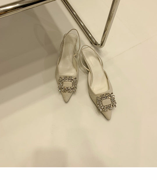Damen Slingback-Pumps mit glänzenden Zierstein-Applikationen R&B