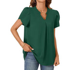 Damen Elegante Bluse mit V-Ausschnitt und Puffärmeln R&B