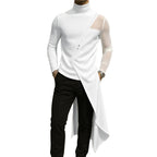 Damen nan avantgardistisches Longshirt mit schrägem Reißverschluss, Stehkragen und unregelmäßigem Zipfelsaum R&B