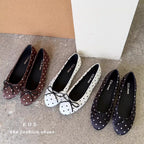 Damen Ballerinas mit modischem Punkte-Design und dekorativem Schleifenakzent R&B