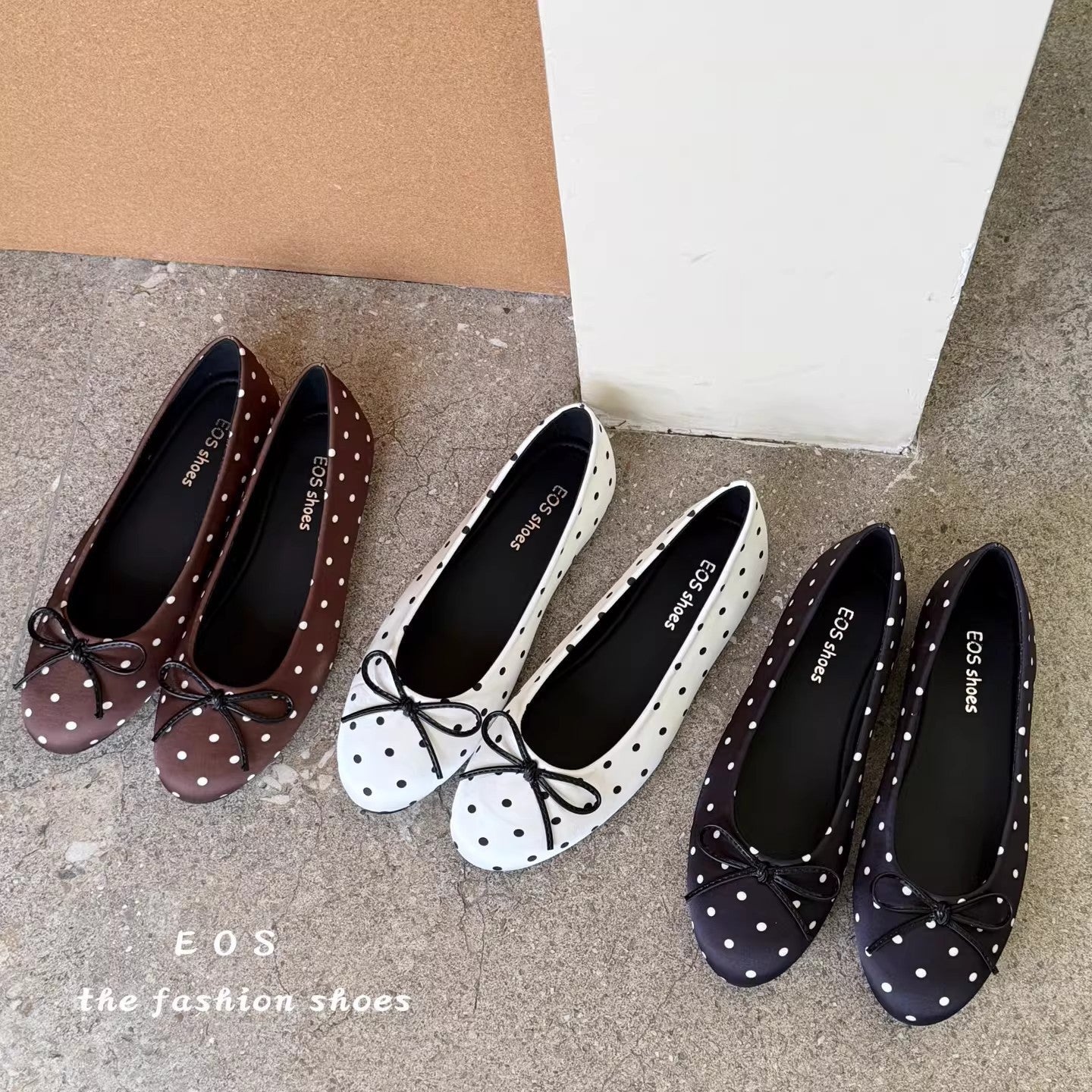 Damen Ballerinas mit modischem Punkte-Design und dekorativem Schleifenakzent R&B