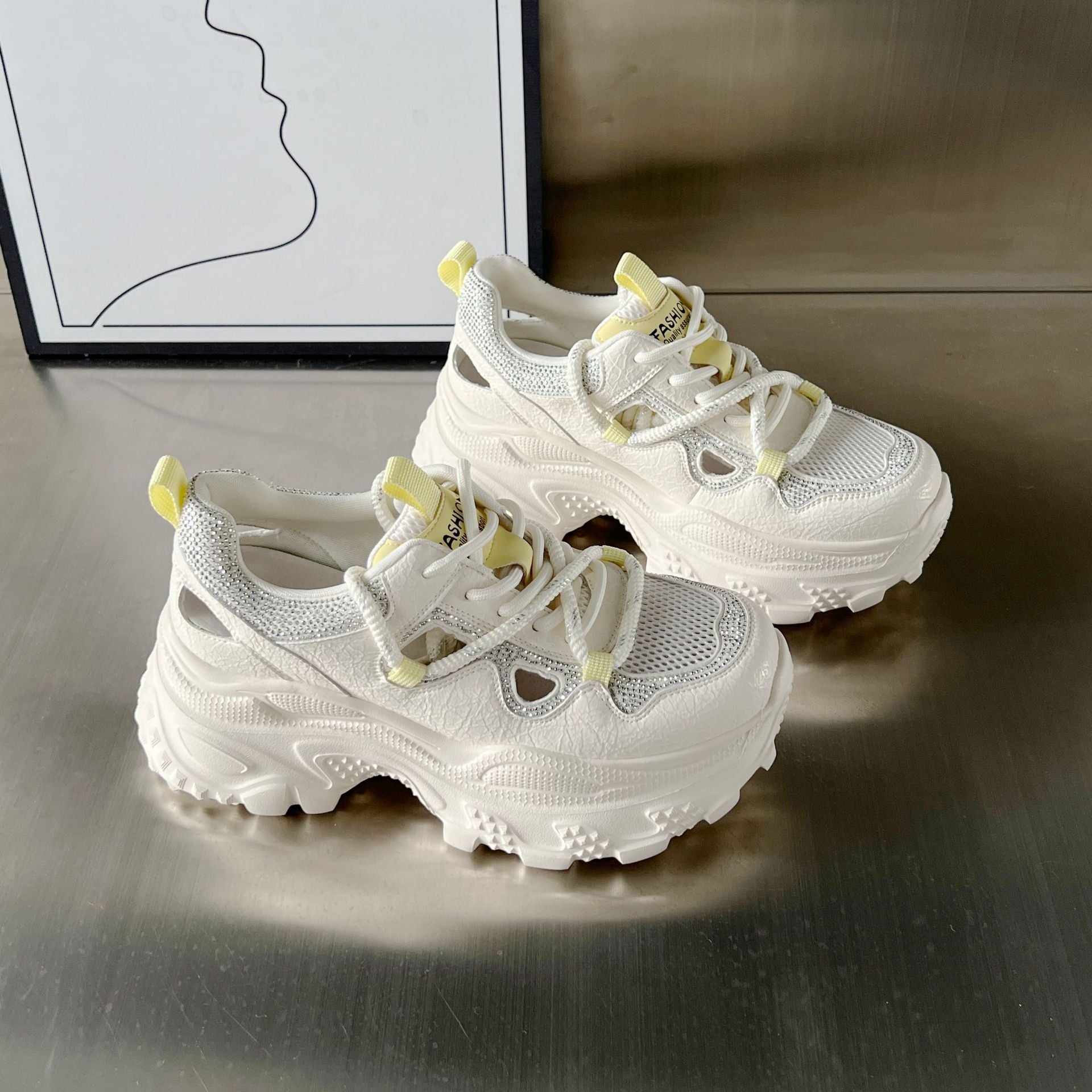 Damen Sportliche Chunky Sneakers mit modischem Netzdesign und rutschfester Sohle R&B