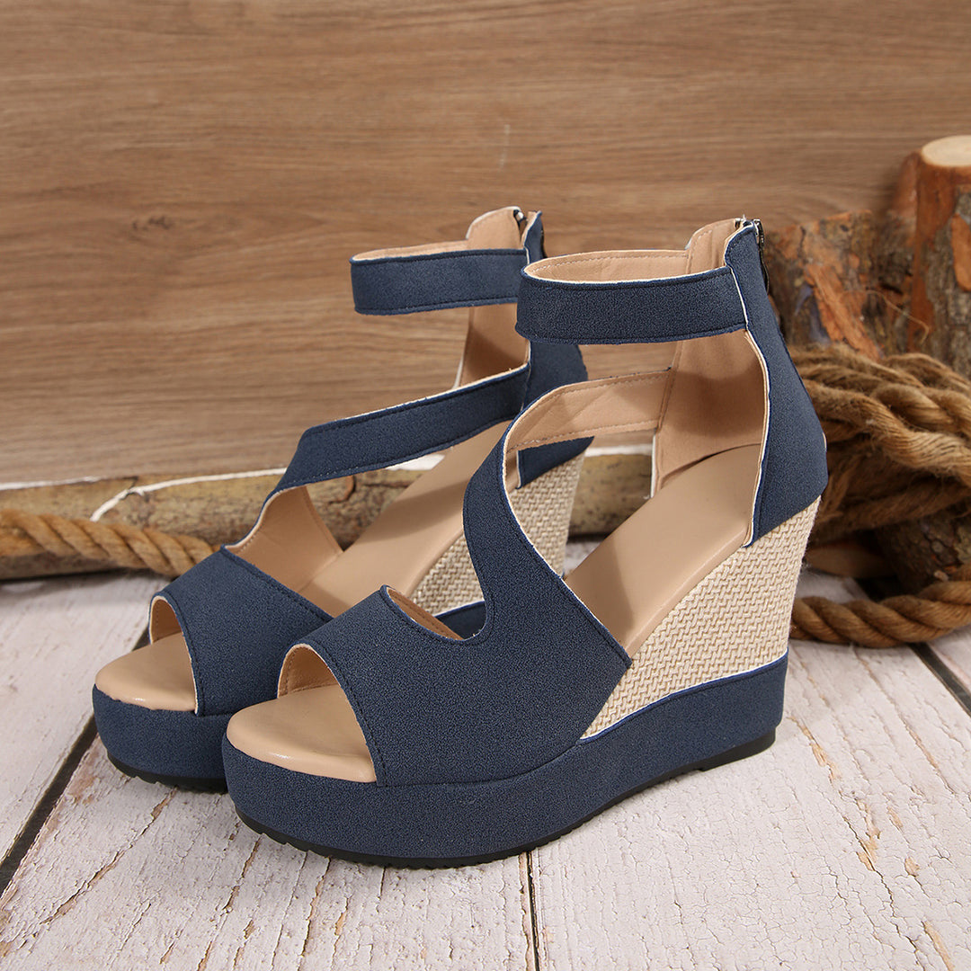 Damen Wedge-Sandaletten mit modischem Riemendesign und anatomischem Fußbett R&B