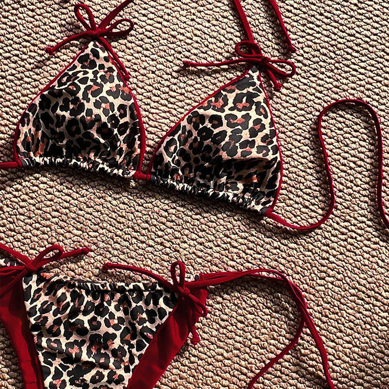 Damen Triangel-Bikini-Set mit verstellbaren Bändern und tierisch inspiriertem Design R&B