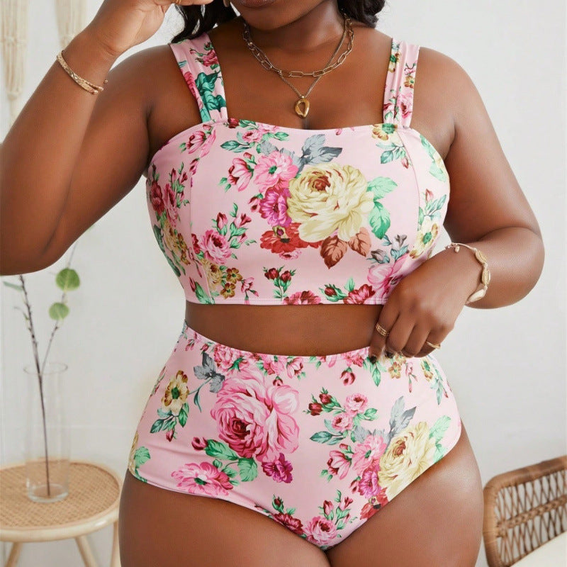 Damen Bikini-Set mit floralem Crop-Top und hohem Taillen-Schnitt R&B