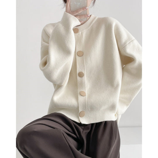 Damen Grob gestrickter Cardigan mit dekorativen Knöpfen und lässigem Schnitt R&B