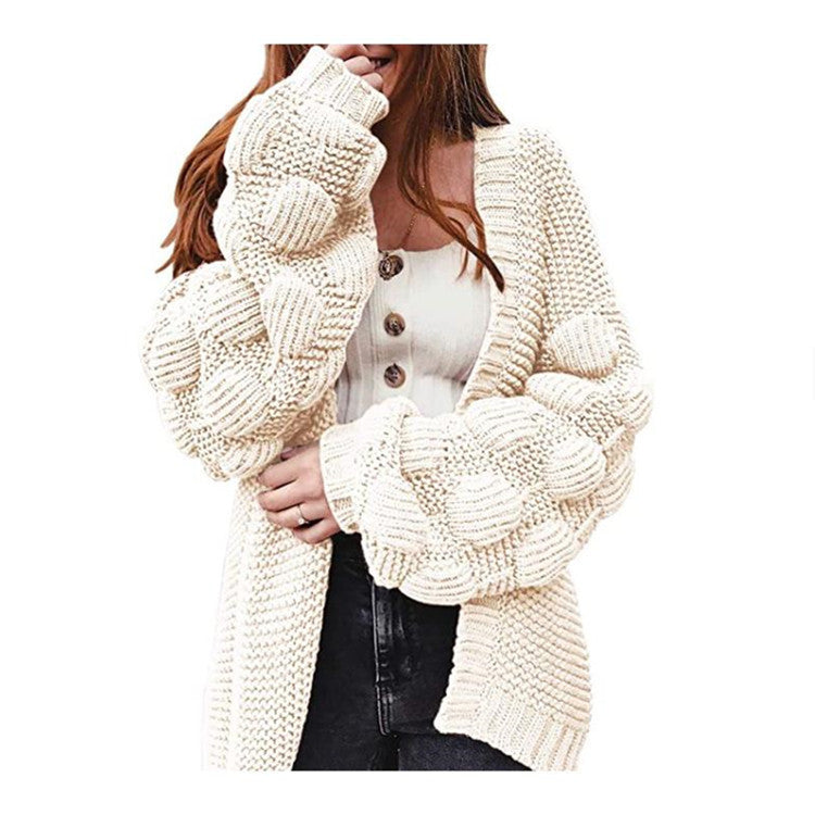 Damen Strickjacke mit strukturierten Ärmeln R&B