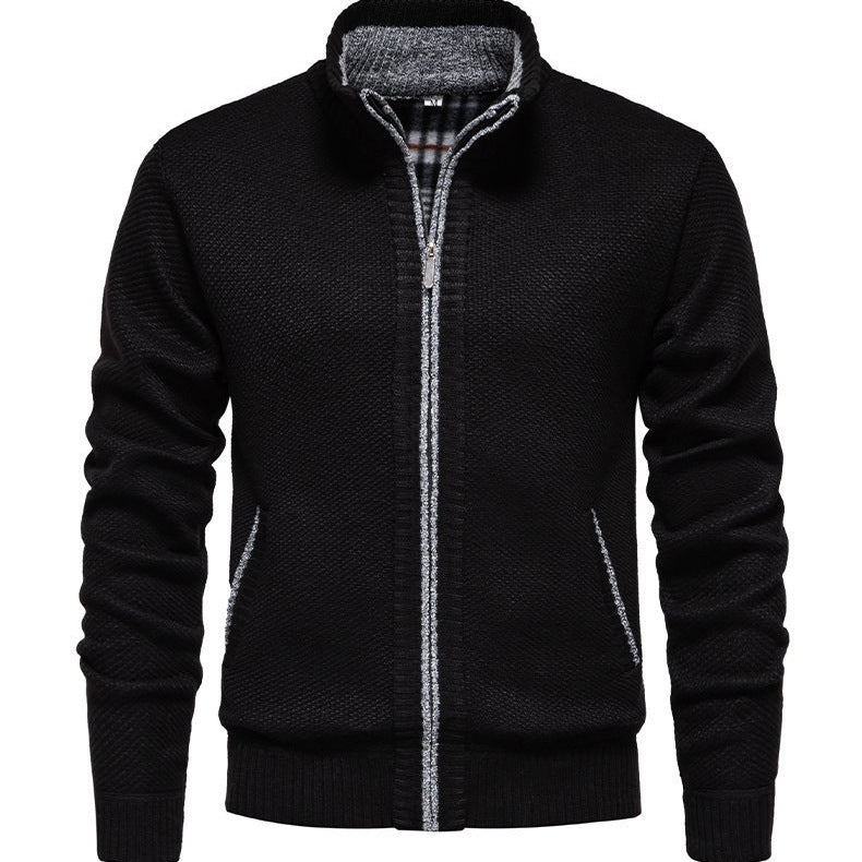 Herren sportliche Strickjacke mit Stehkragen R&B