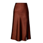 Damen eleganter Midirock aus satinierter Viskose R&B
