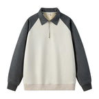 Damen stylischer Sweat-Pullover mit Kragen und halbseitigem Reißverschluss